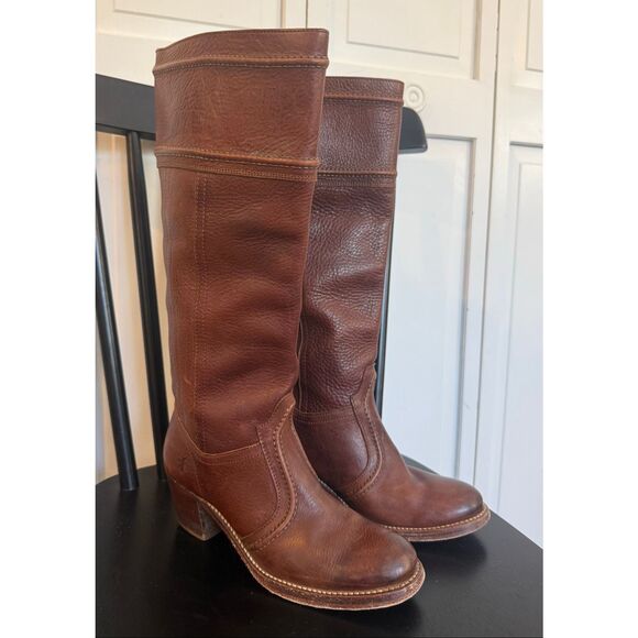 Frye Jane 14l stitched Pebbled leather heeled boots size 6 western - Picture 3 of 10
